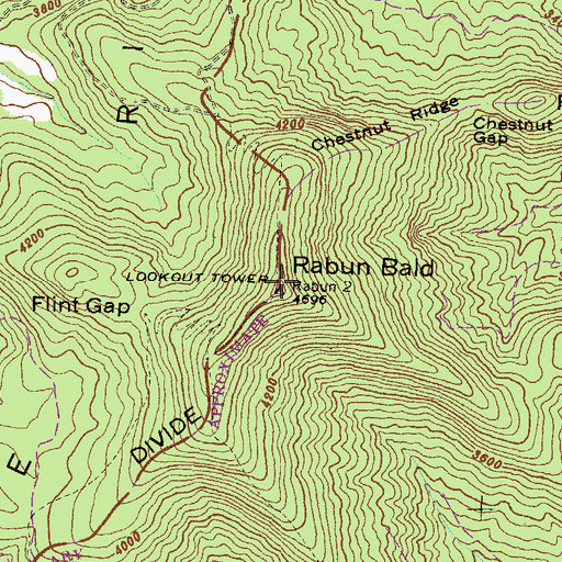 Topographic Map of Rabun Bald, GA