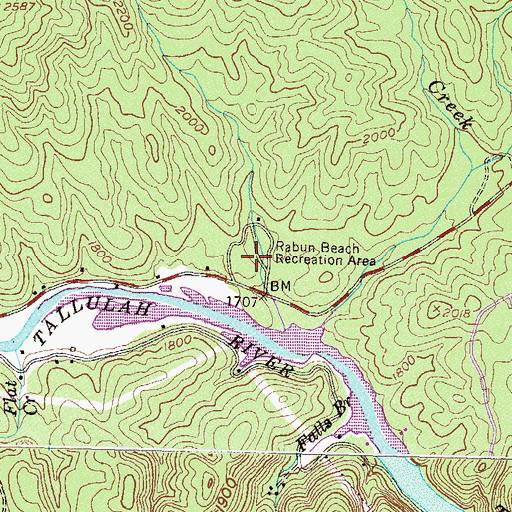 Topographic Map of Rabun Beach Recreation Area, GA