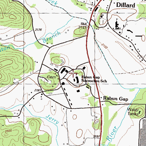 Topographic Map of Rabun Gap Nacoochee School, GA