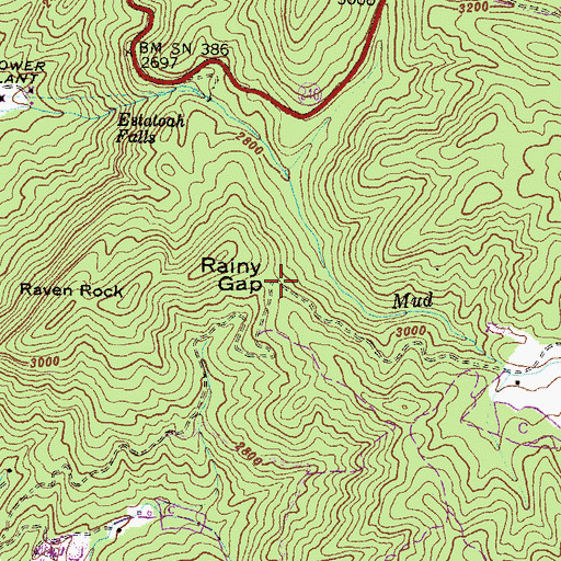 Topographic Map of Rainy Gap, GA