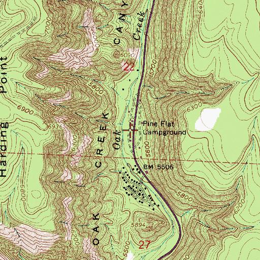 Topographic Map of Pine Flat Campground, AZ