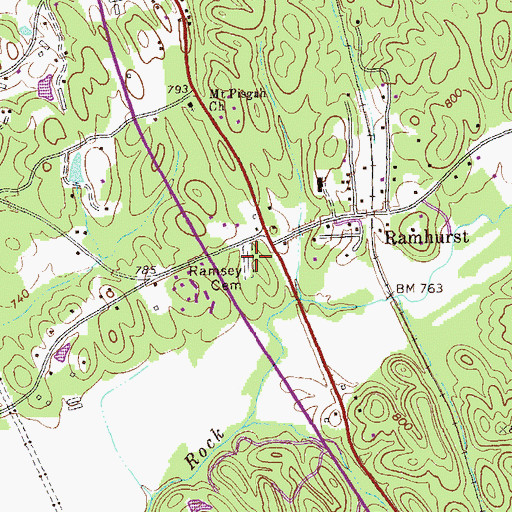 Topographic Map of Ramsey Cemetery, GA