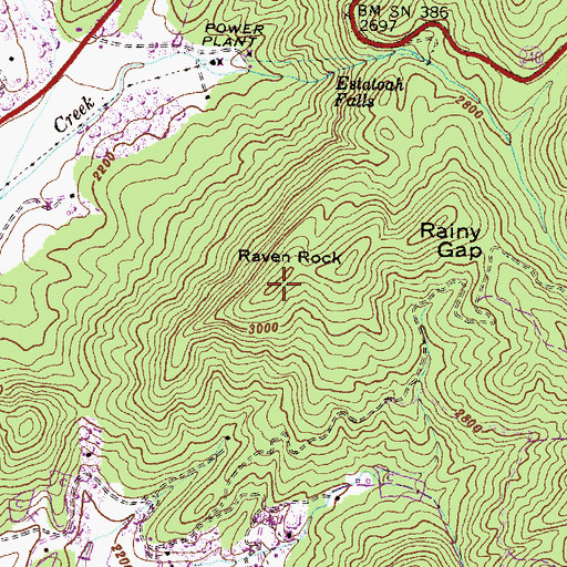 Topographic Map of Raven Rock, GA