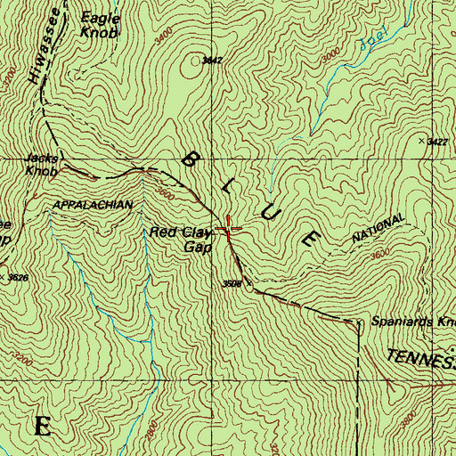 Topographic Map of Red Clay Gap, GA