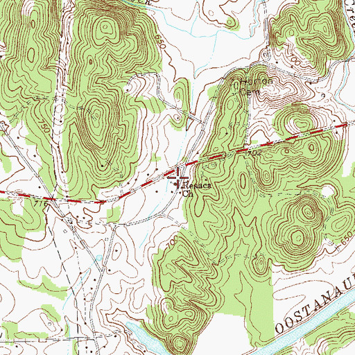 Topographic Map of Resaca Church, GA