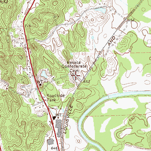 Topographic Map of Resaca Confederate Cemetery, GA