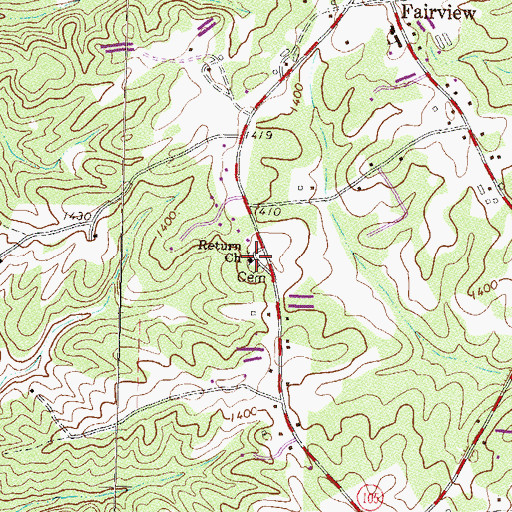 Topographic Map of Return Church, GA