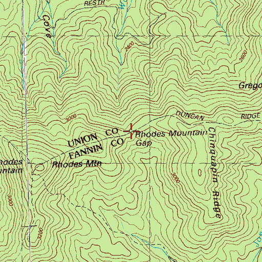 Topographic Map of Rhodes Mountain Gap, GA