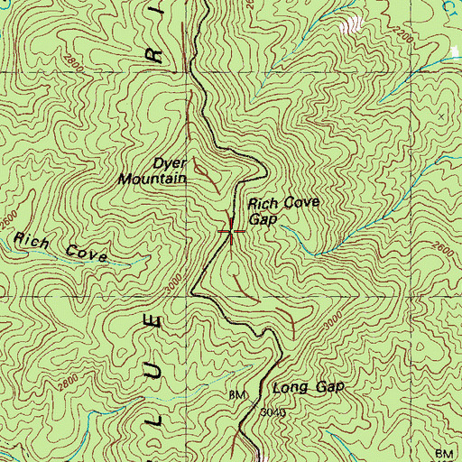 Topographic Map of Rich Cove Gap, GA