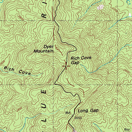 Topographic Map of Rich Cove Gap, GA