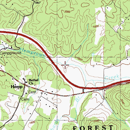 Topographic Map of Richards Branch, GA