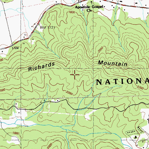 Topographic Map of Richards Mountain, GA