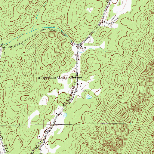 Topographic Map of Ridgedale Unity Church, GA