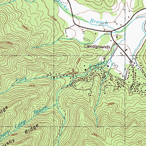 Topographic Map of Right Fork Fodder Creek, GA