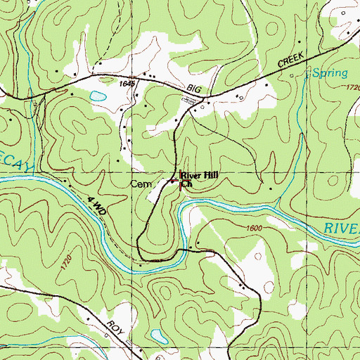 Topographic Map of River Hill Church, GA