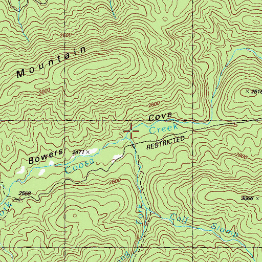 Topographic Map of Roaring Fork, GA