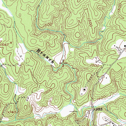 Topographic Map of Roberts Branch, GA