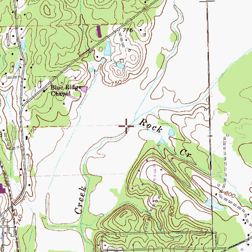 Topographic Map of Rock Creek, GA
