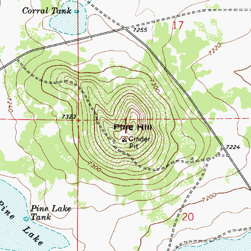 Topographic Map of Pine Hill, AZ