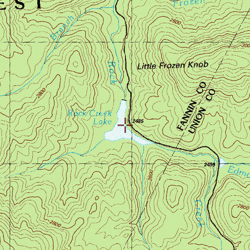 Topographic Map of Rock Creek Lake, GA