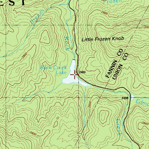 Topographic Map of Rock Creek Lake, GA