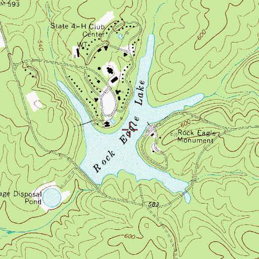 Topographic Map of Rock Eagle Lake, GA