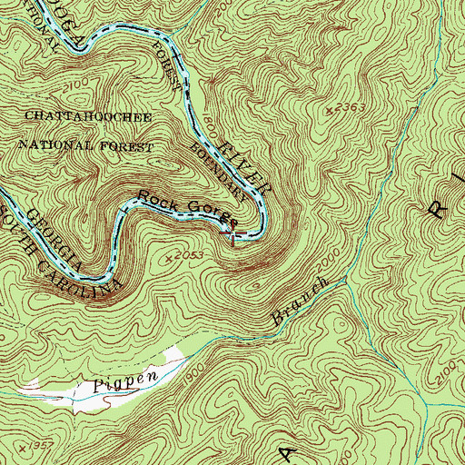 Topographic Map of Rock Gorge, SC