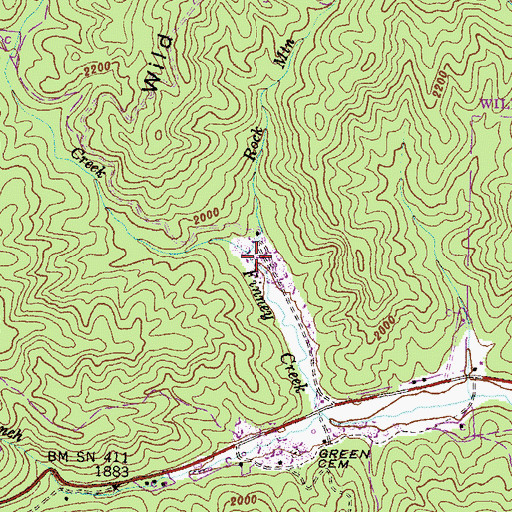 Topographic Map of Rock Mountain Creek, GA