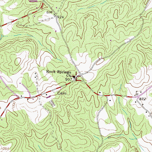 Topographic Map of Rock Springs Church, GA