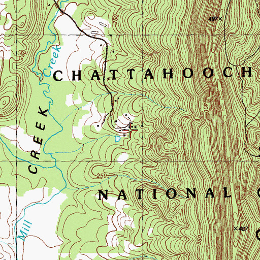 Topographic Map of Rocky Acres Bible Camp, GA