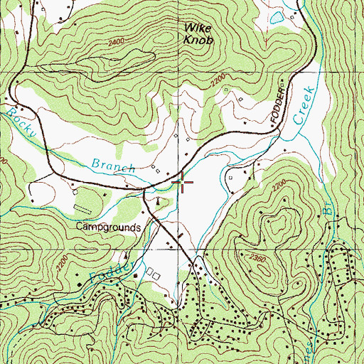 Topographic Map of Rocky Branch, GA