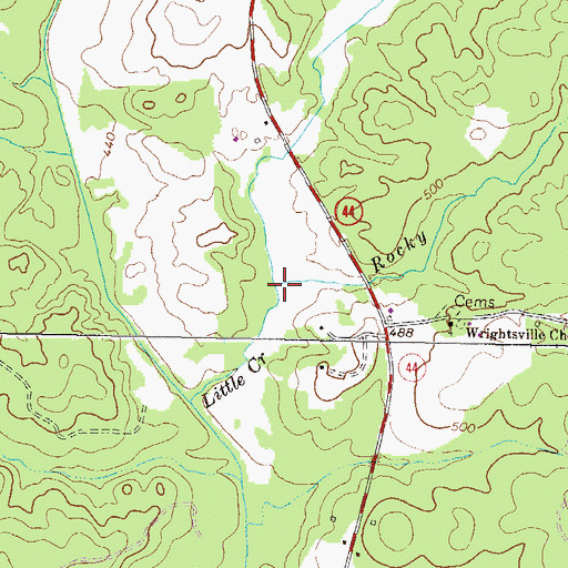 Topographic Map of Rocky Branch, GA
