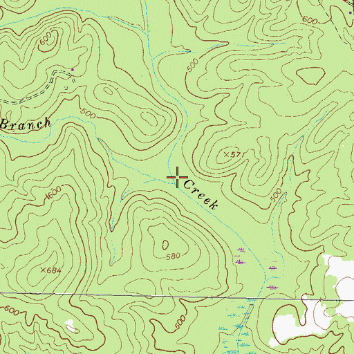 Topographic Map of Rocky Branch, GA