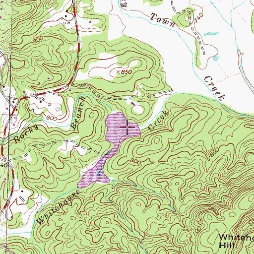 Topographic Map of Rocky Branch, GA