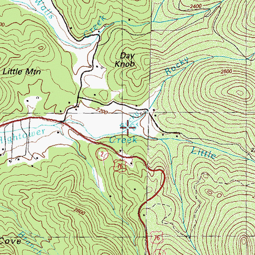 Topographic Map of Rocky Branch, GA