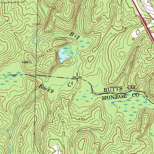 Topographic Map of Rocky Creek, GA