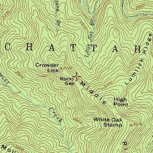 Topographic Map of Rocky Gap, GA