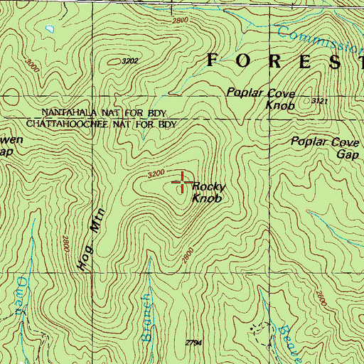 Topographic Map of Rocky Knob, GA