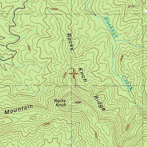 Topographic Map of Rocky Knob Ridge, GA