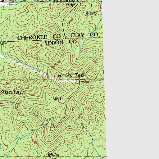Topographic Map of Rocky Top, GA