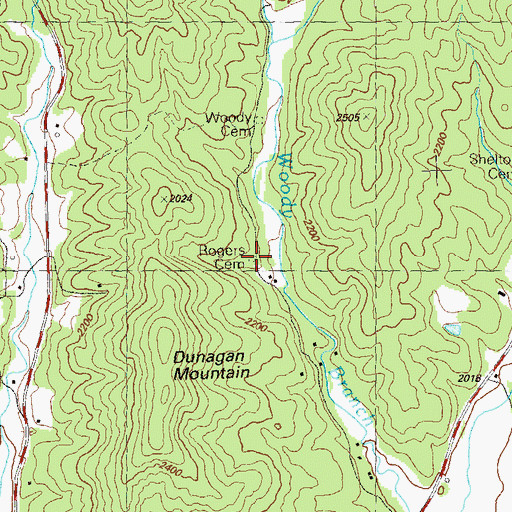 Topographic Map of Rogers Cemetery, GA