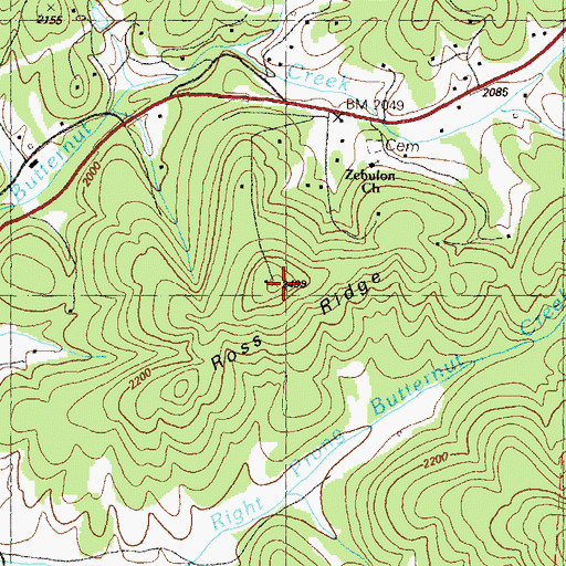 Topographic Map of Ross Ridge, GA