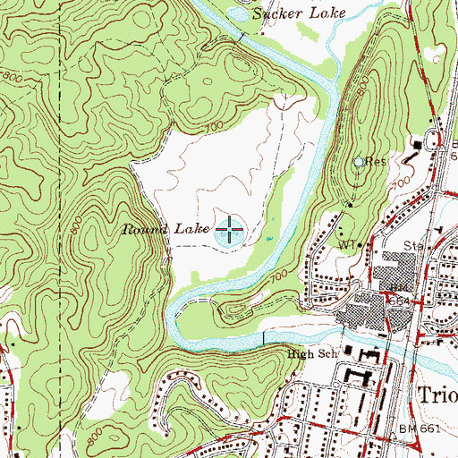 Topographic Map of Round Lake, GA