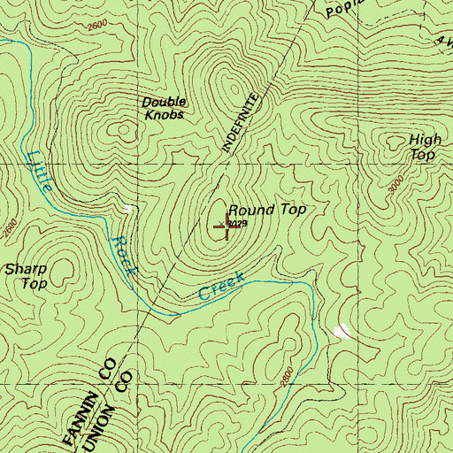 Topographic Map of Round Top, GA
