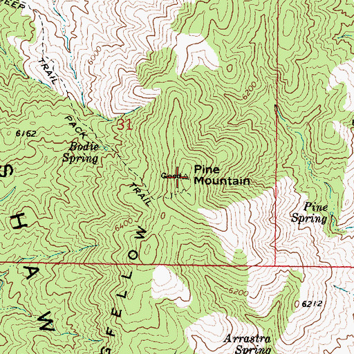 Topographic Map of Pine Mountain, AZ