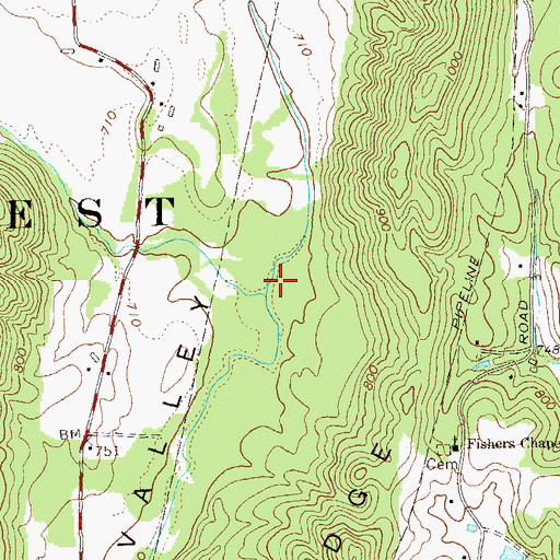 Topographic Map of Ruff Creek, GA
