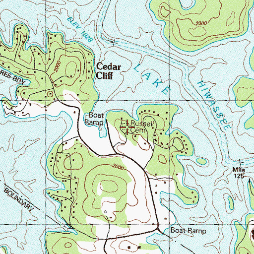 Topographic Map of Russell Cemetery, GA
