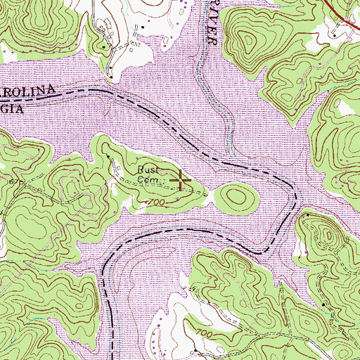 Topographic Map of Rust Cemetery, GA