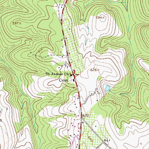 Topographic Map of Saint James Church, GA