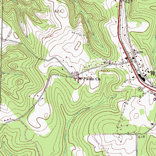 Topographic Map of Saint Pauls Church, GA